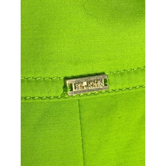 St. John Women's S Lime Green Double Breasted Jacket Cotton Bright Preppy Twee - Picture 7 of 8
